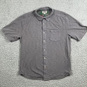 True Grit Polo Shirt Mens L Gray Short Sleeve Casual Button Up Comfort Pocket